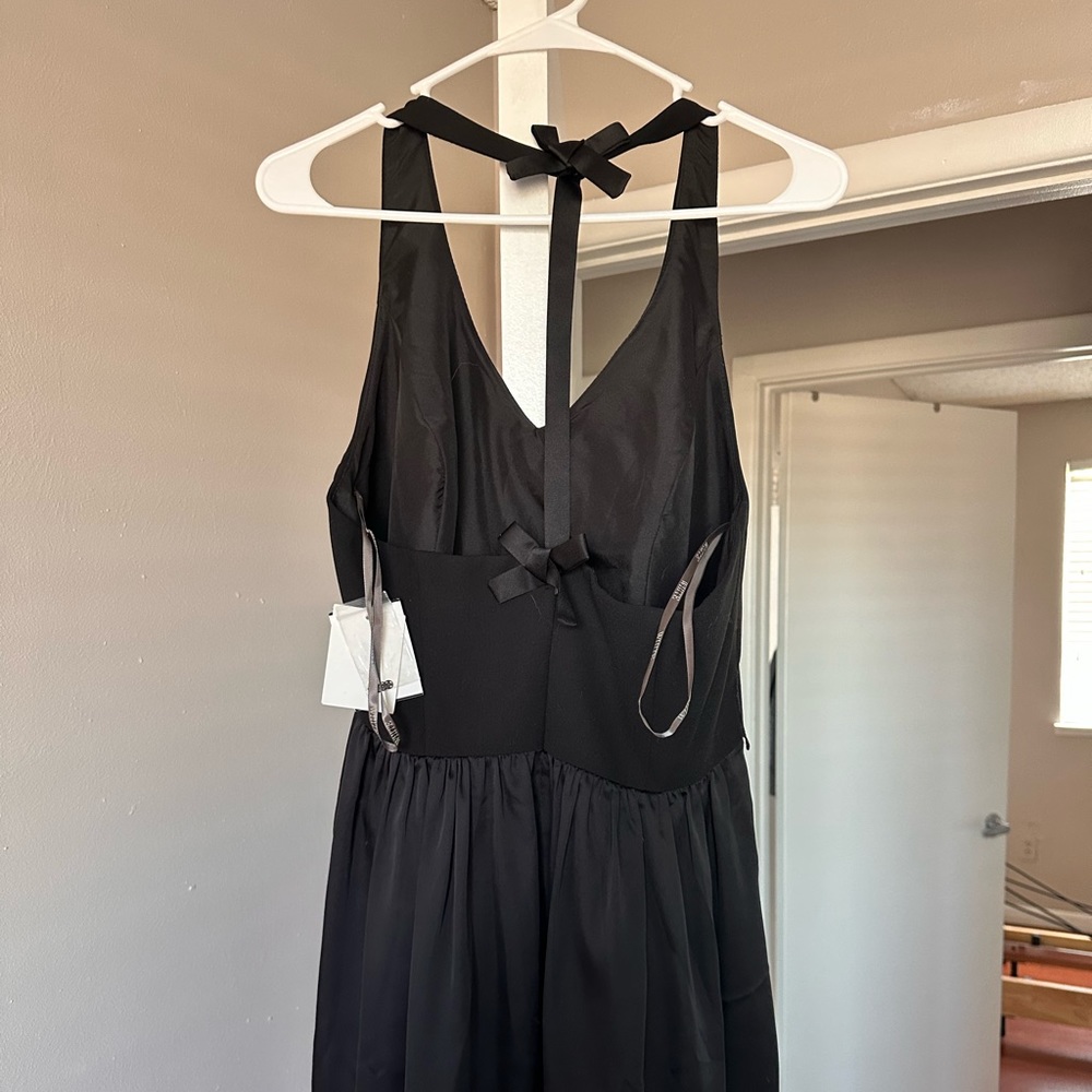 David’s Bridal black elegant fancy short dress with bows